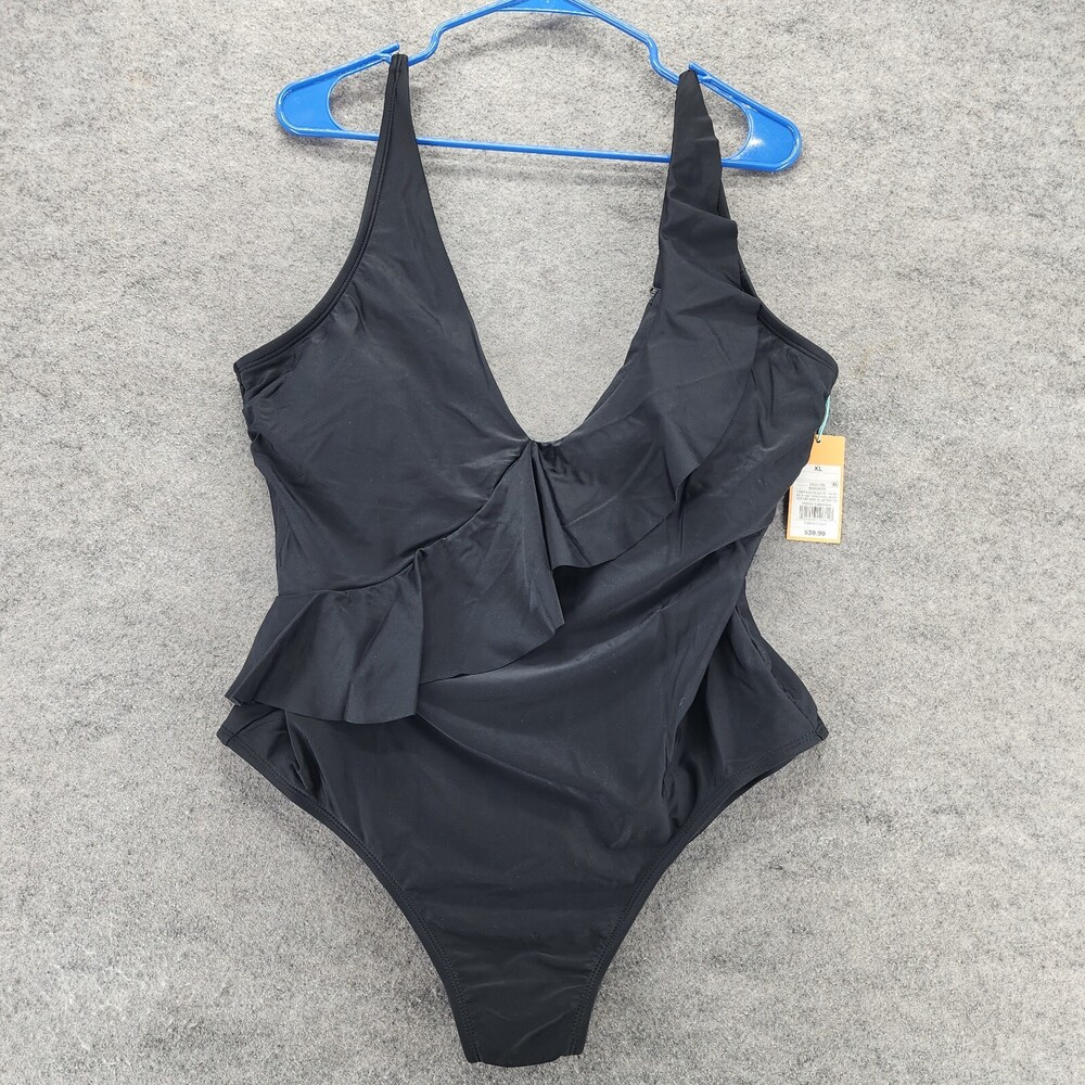 Kona Sol One Piece Swimsuit Womens XL Black High Coverage